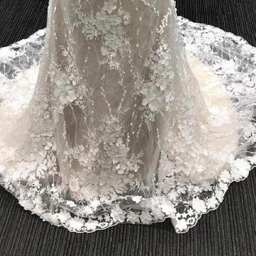 
                      
                        Lace Illusion Sleeve Mermaid Sweetheart Bridal Gown
                      
                    