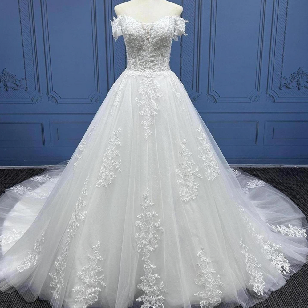 Lace Applique A Line Wedding Dress