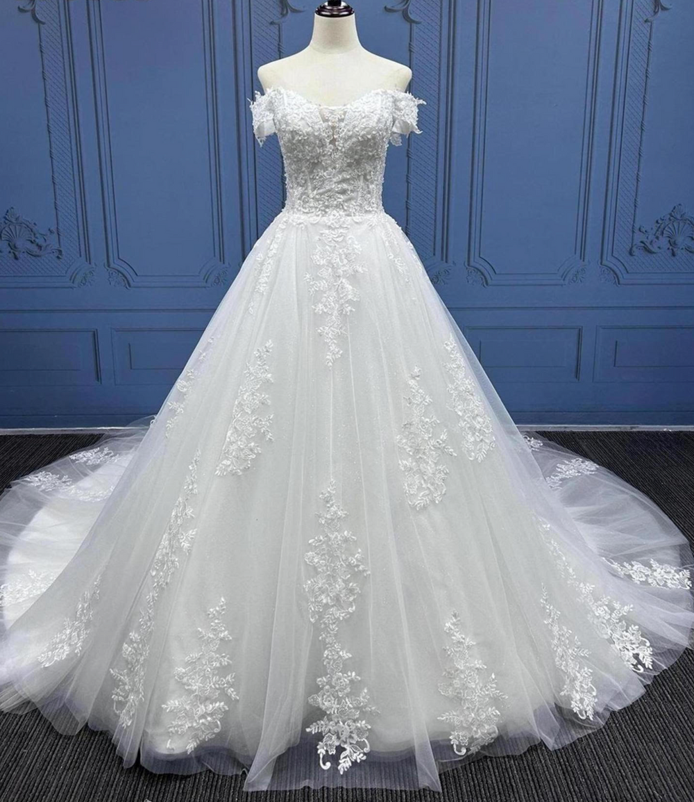 Lace Applique A Line Wedding Dress