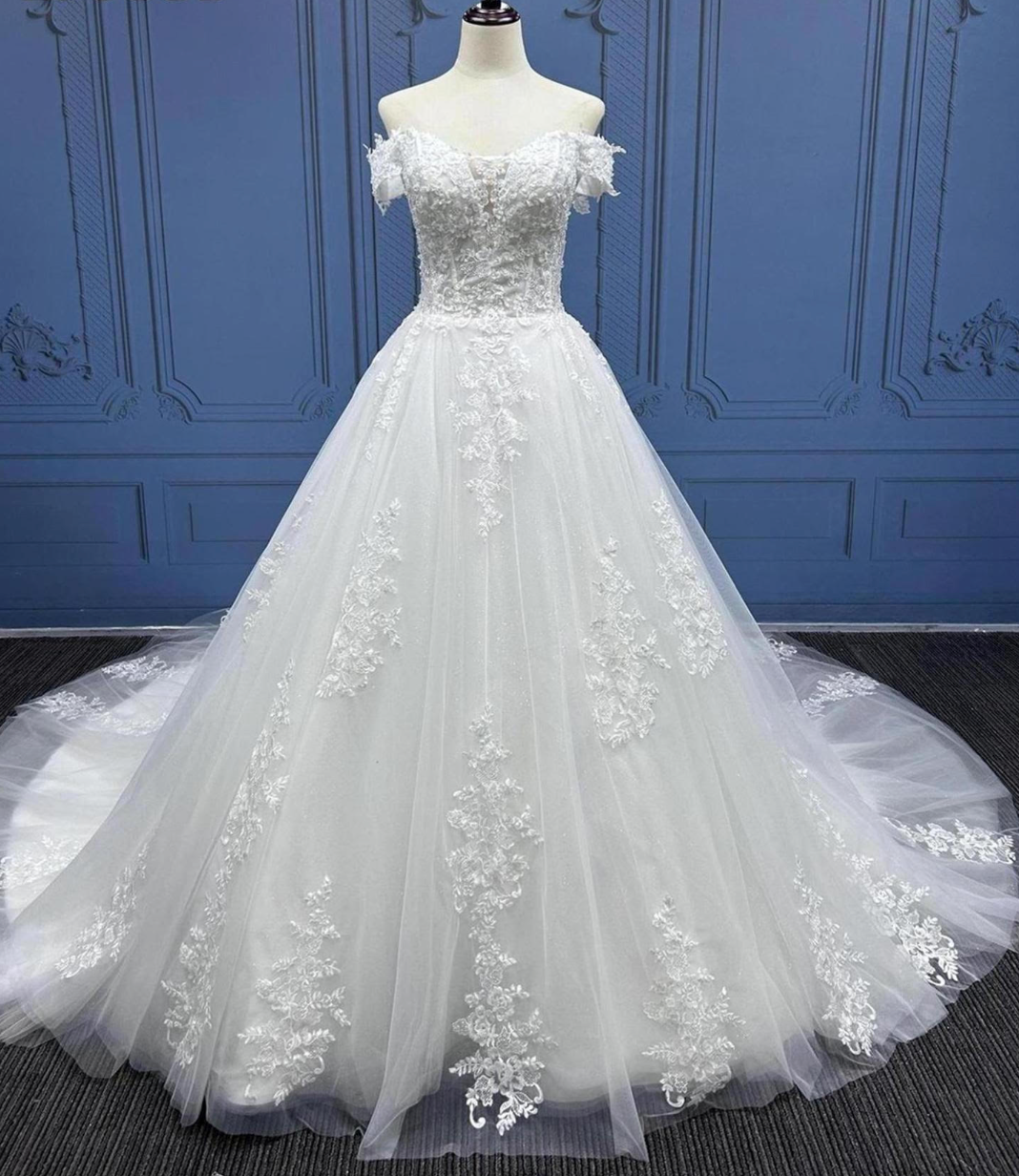 Lace Applique A Line Wedding Dress