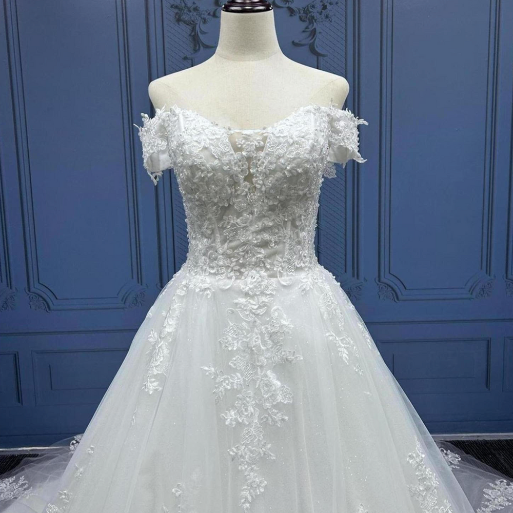 
                      
                        Lace Applique A Line Wedding Dress
                      
                    