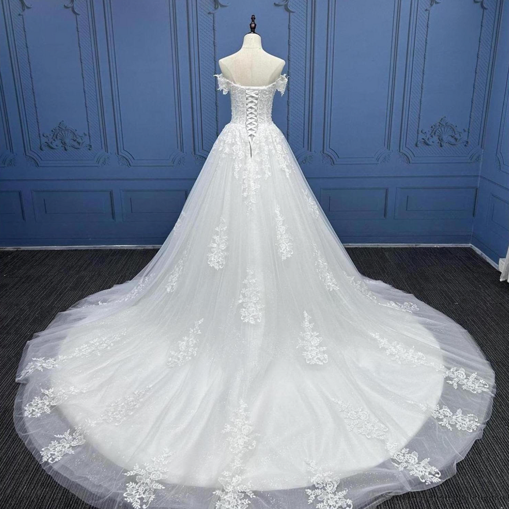 
                      
                        Lace Applique A Line Wedding Dress
                      
                    