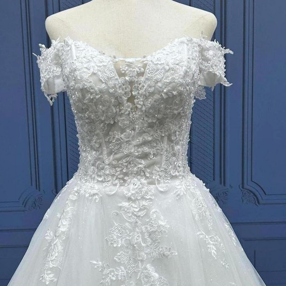 
                      
                        Lace Applique A Line Wedding Dress
                      
                    