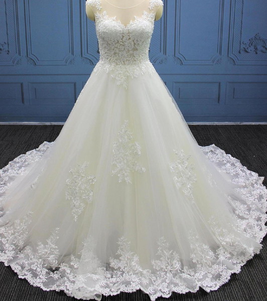 Illusion A Line Lace Tulle Bridal Wedding Dress – TulleLux Bridal ...