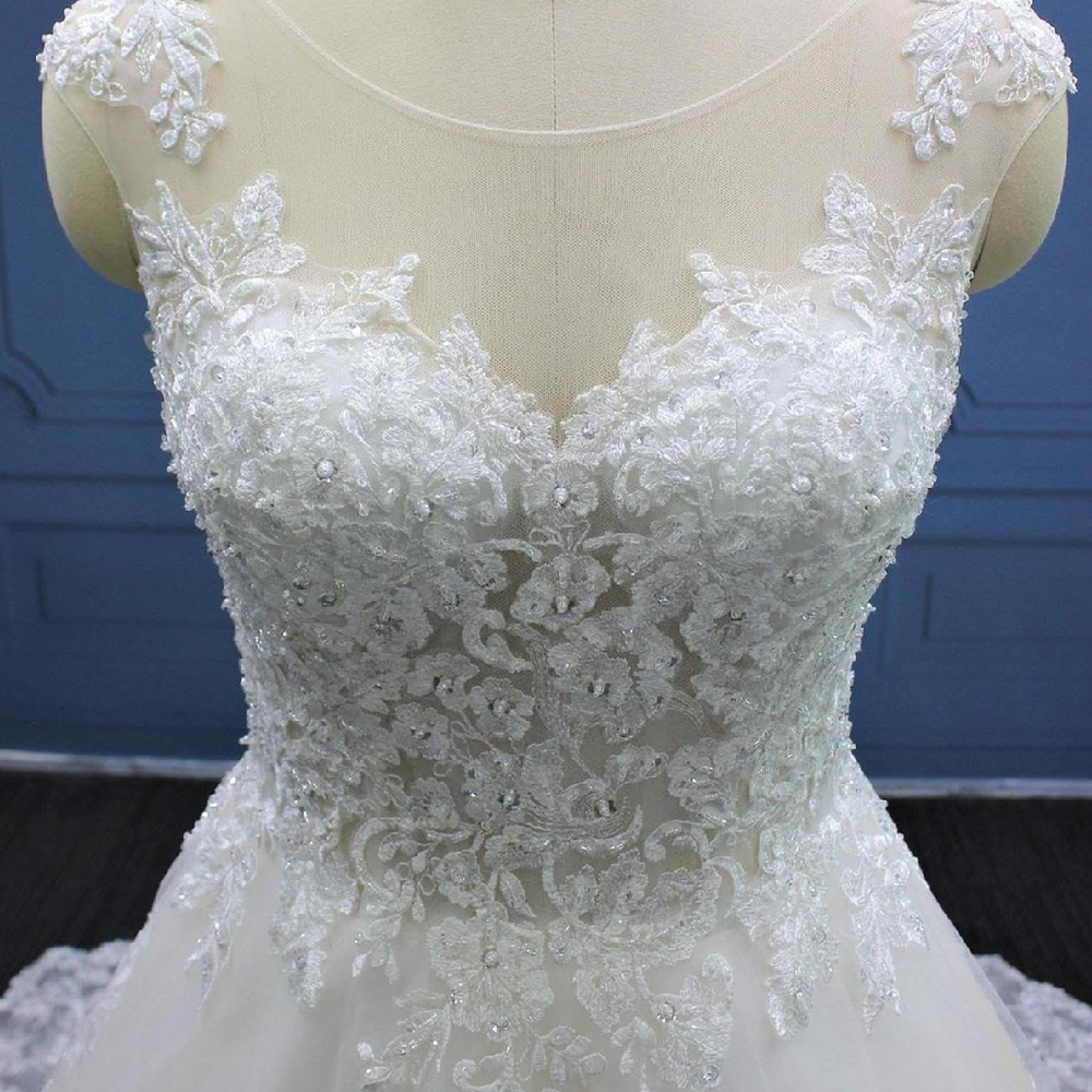 Illusion A Line Lace Tulle Bridal Wedding Dress