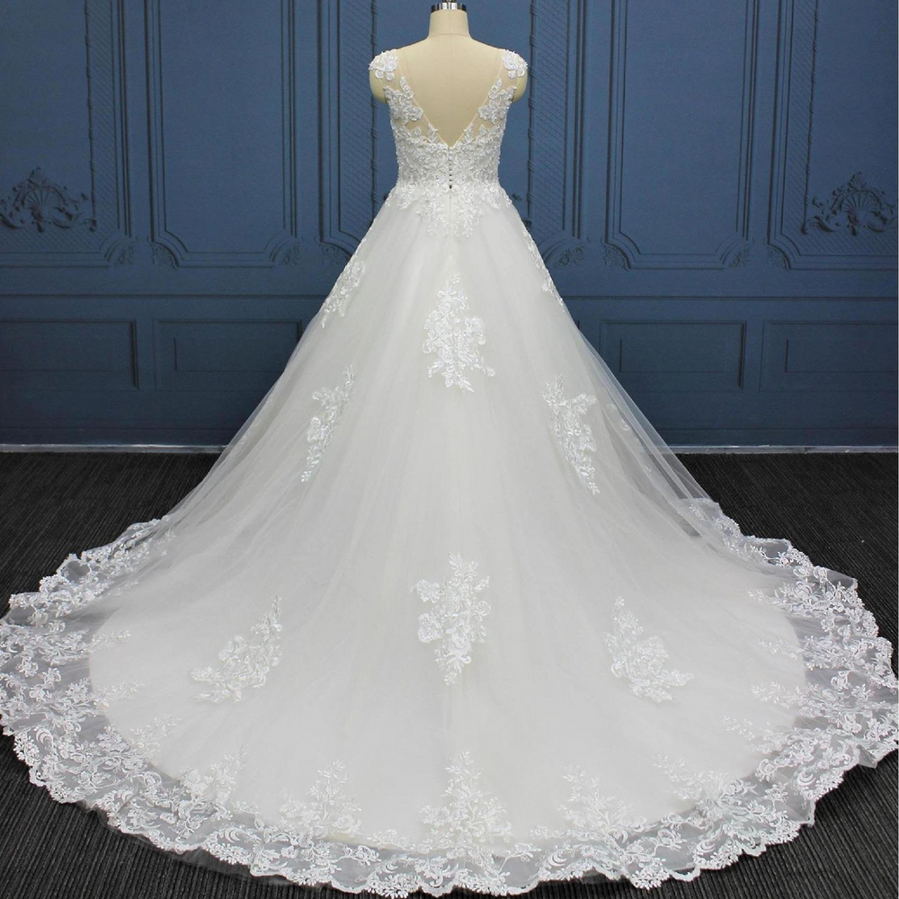 
                      
                        Illusion A Line Lace Tulle Bridal Wedding Dress
                      
                    