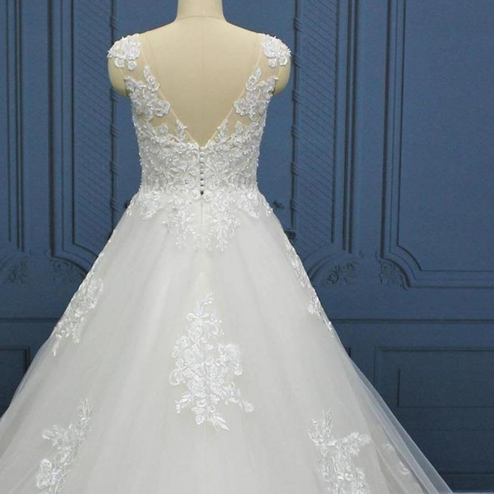 
                      
                        Illusion A Line Lace Tulle Bridal Wedding Dress
                      
                    