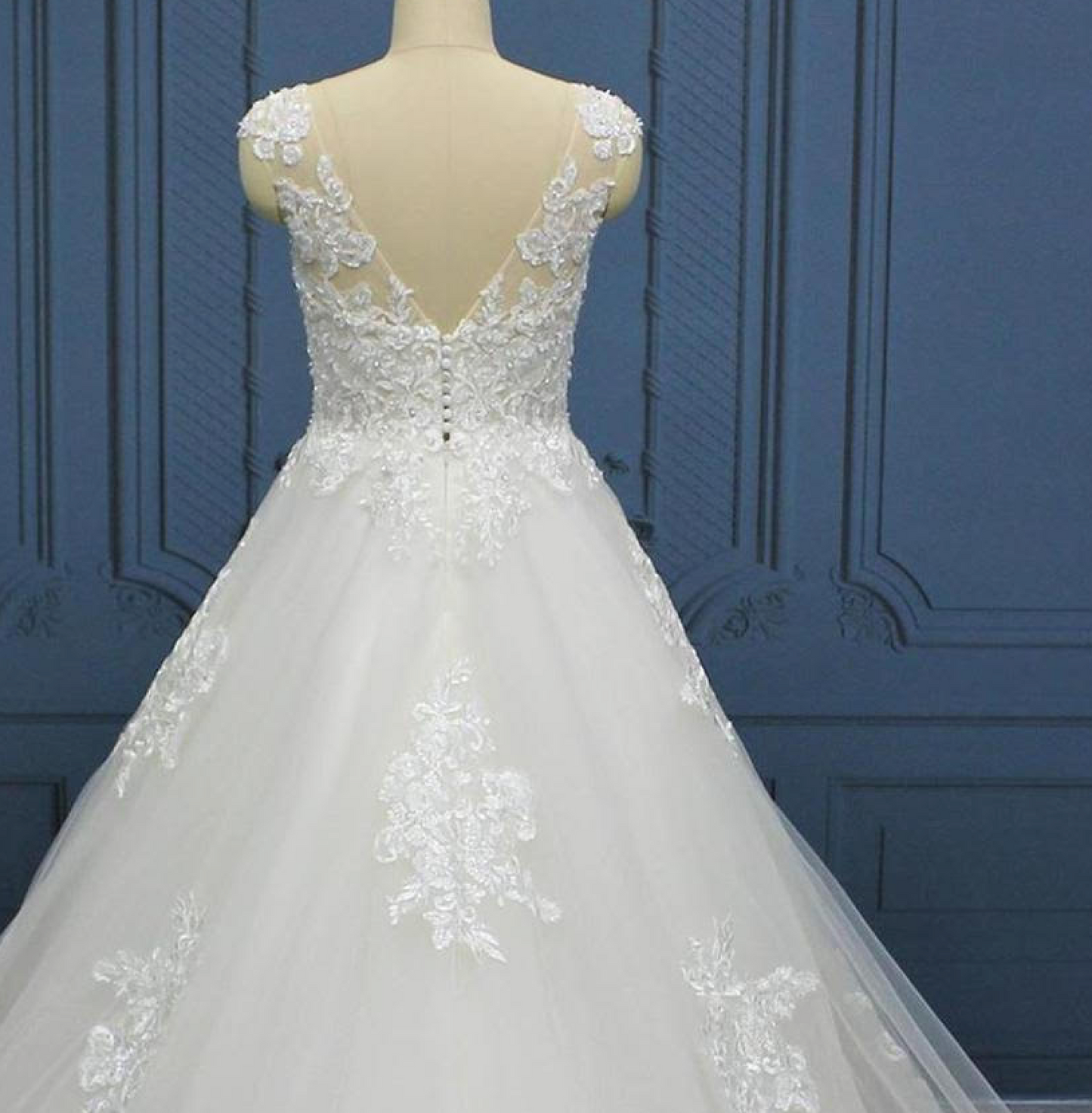 Illusion A Line Lace Tulle Bridal Wedding Dress – TulleLux Bridal ...