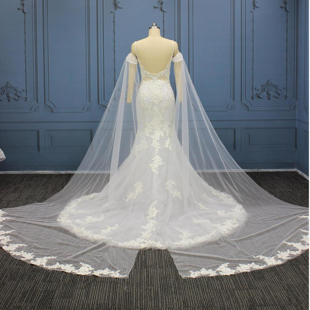 
                      
                        Detached Tulle Lace Bridal Cape  Mermaid Wedding Dress
                      
                    