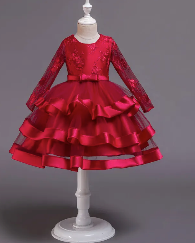 
                      
                        Long Sleeve Satin Tulle Flower Girl Party Dress
                      
                    