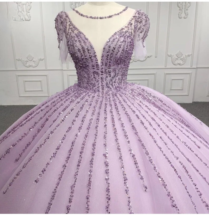 
                      
                        Purple Sequined A Line Party Ball Gown
                      
                    