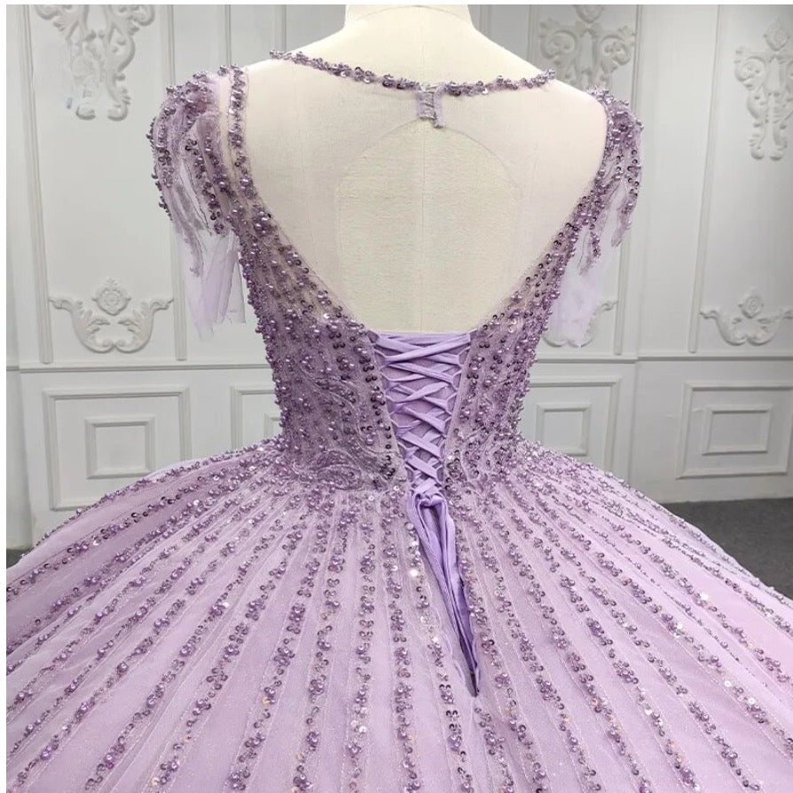 
                      
                        Purple Sequined A Line Party Ball Gown
                      
                    