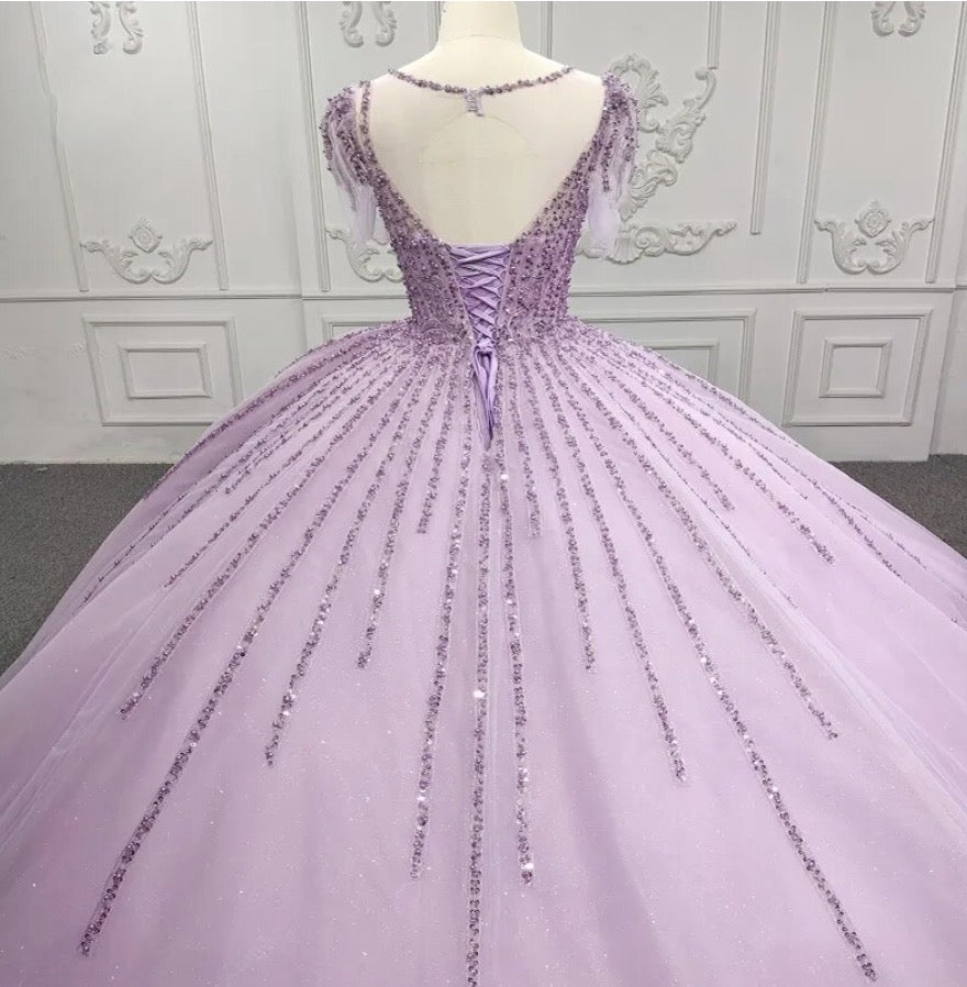 
                      
                        Purple Sequined A Line Party Ball Gown
                      
                    