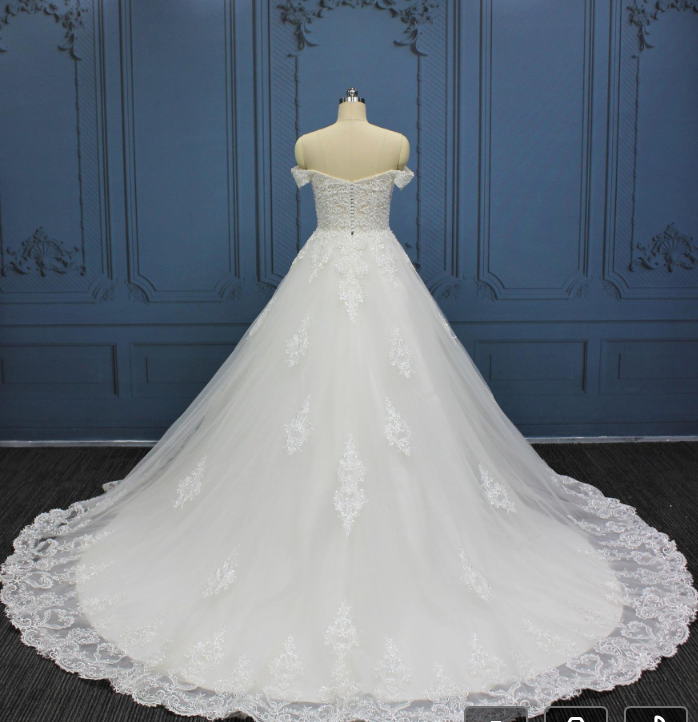 
                      
                        Lace Pearl Sleeveless A Line Bridal Wedding Gown
                      
                    