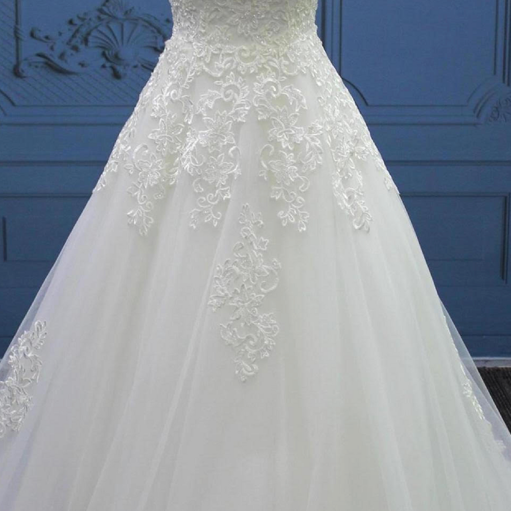 
                      
                        Scoop Neck A Line Tulle Lace Wedding Bridal Gown
                      
                    