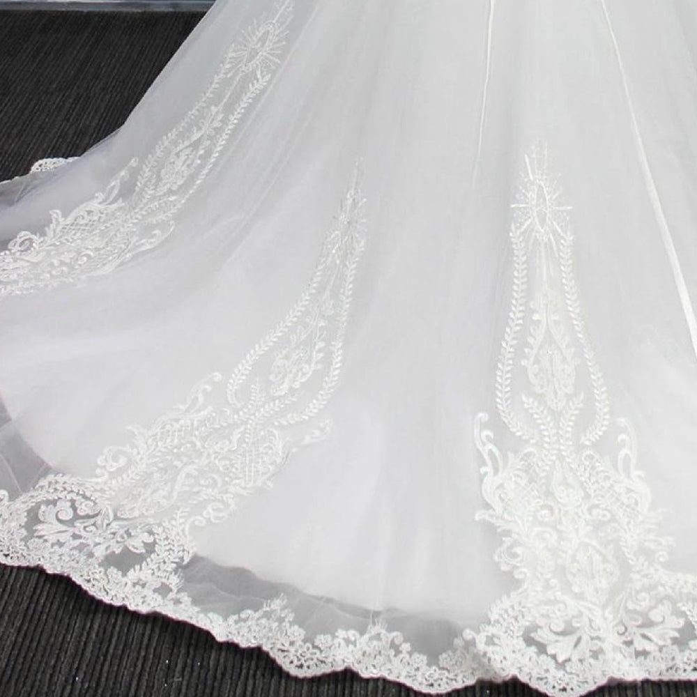 
                      
                        Long Sleeve Illusion Lace Tulle Pearl Bead A Line Wedding Dress
                      
                    