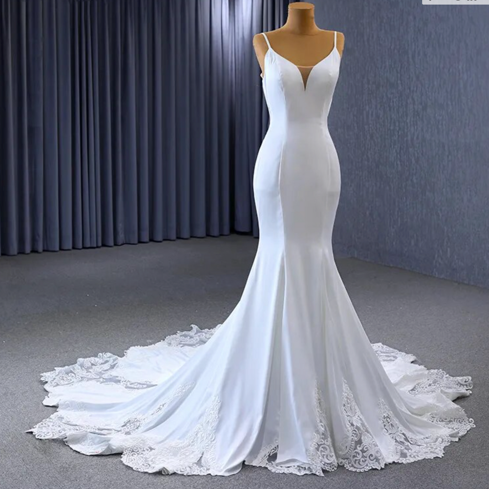 
                      
                        Satin Modern Mermaid Wedding Sleeveless Bridal Gown
                      
                    