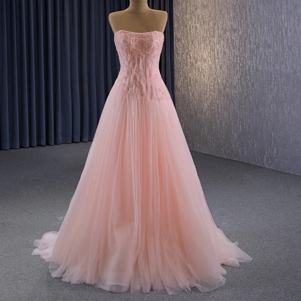 
                      
                        Beaded Sleeveless Pink Party Gown
                      
                    