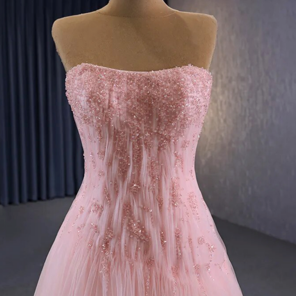 
                      
                        Beaded Sleeveless Pink Party Gown
                      
                    