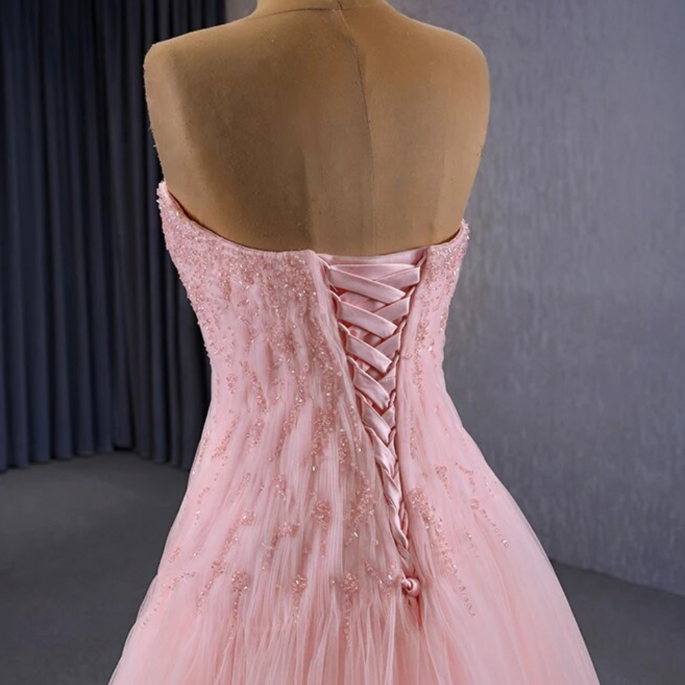 
                      
                        Beaded Sleeveless Pink Party Gown
                      
                    