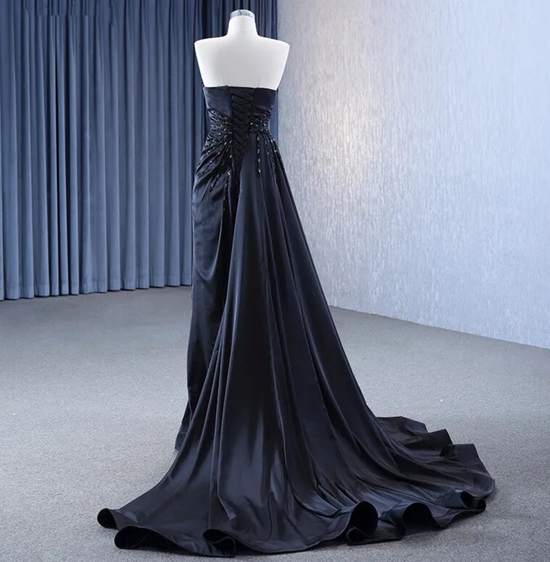 Hand Beaded Black Evening Formal Party Gown