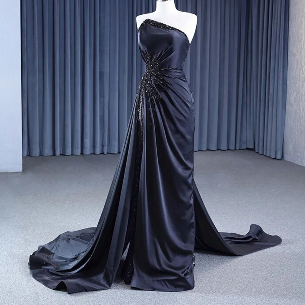 
                      
                        Hand Beaded Black Evening Formal Party Gown
                      
                    