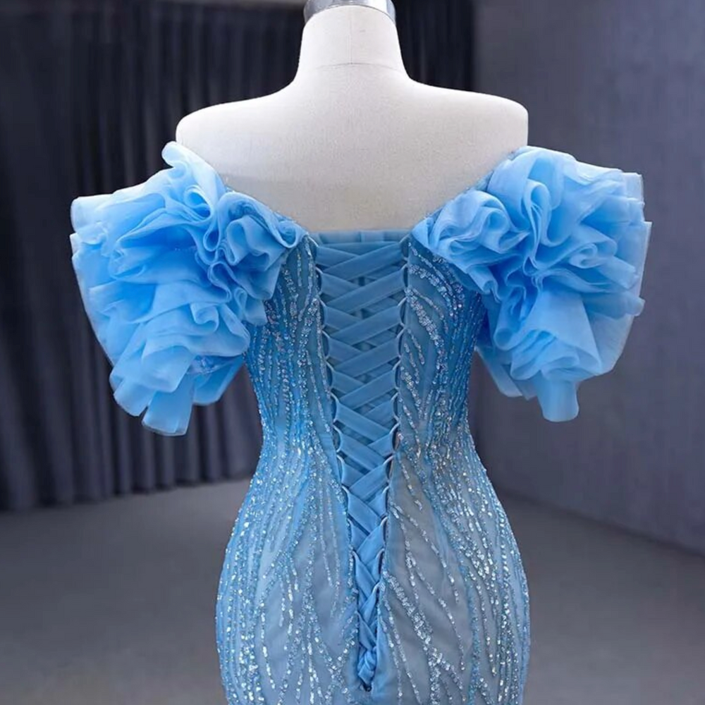 
                      
                        Beaded Baby Blue Mermaid Formal Wear Gown
                      
                    