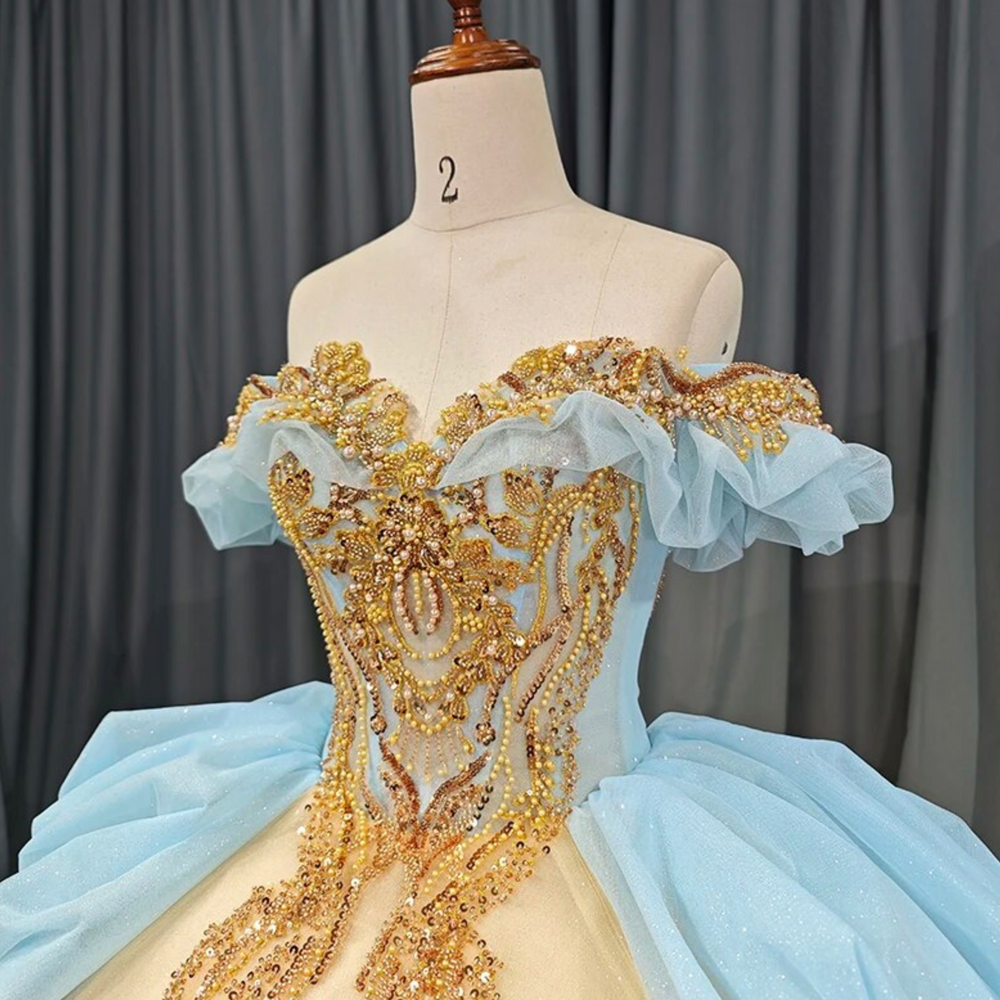 
                      
                        Baby Blue Gold Princess Quinceañera Dress
                      
                    