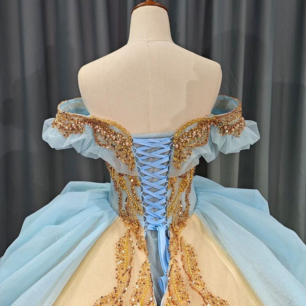 
                      
                        Baby Blue Gold Princess Quinceañera Dress
                      
                    