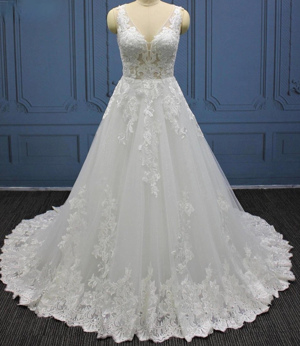 wedding lace bridal gown a line dress