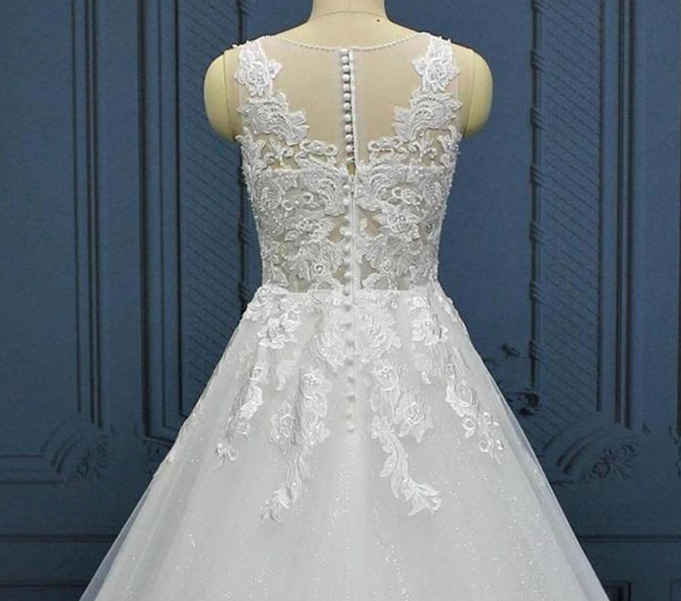 Pearl Beaded Lace A-Line Bridal Wedding Dress – TulleLux Bridal Crowns &  Accessories