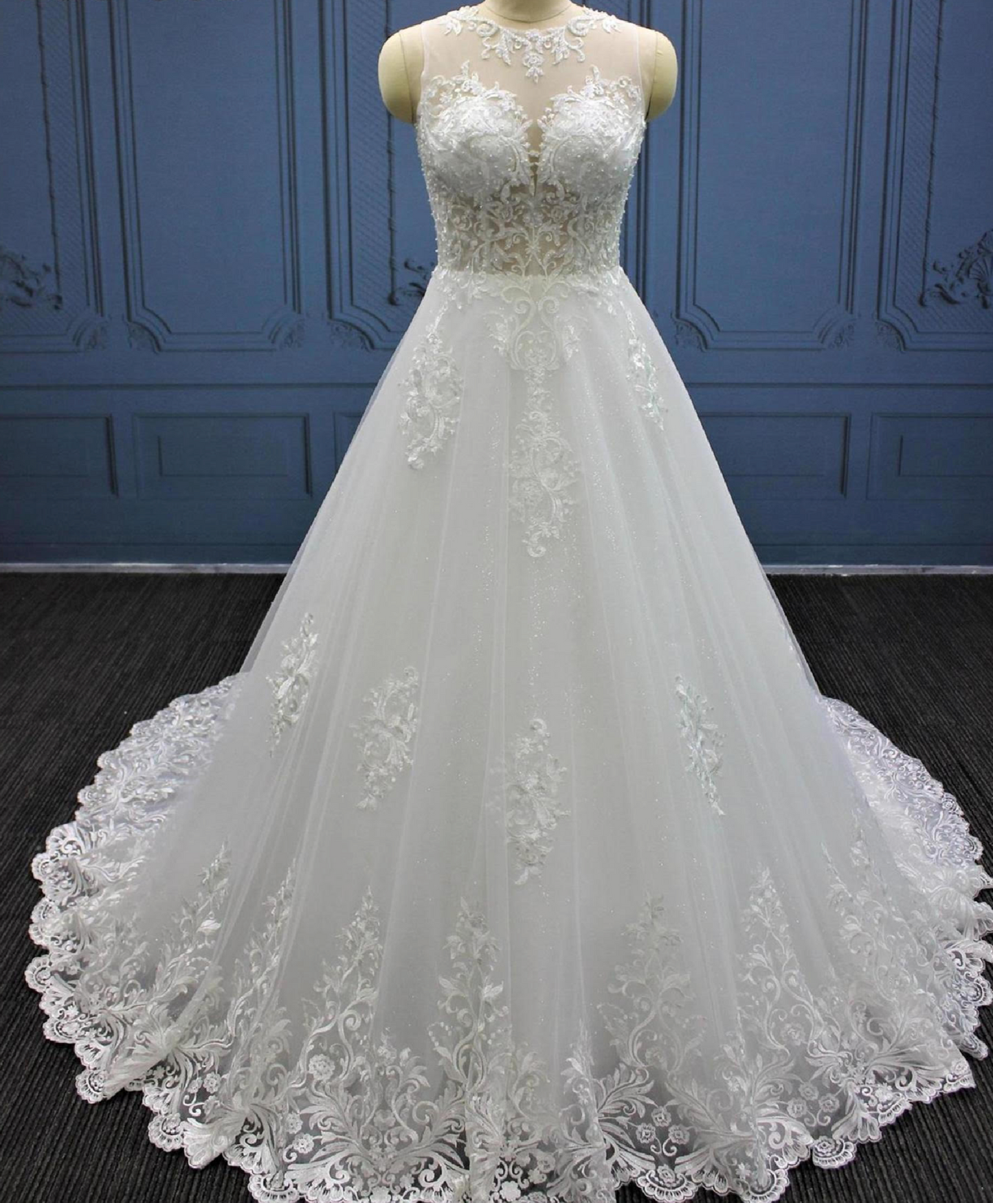 tulle lace a line wedding bridal gown