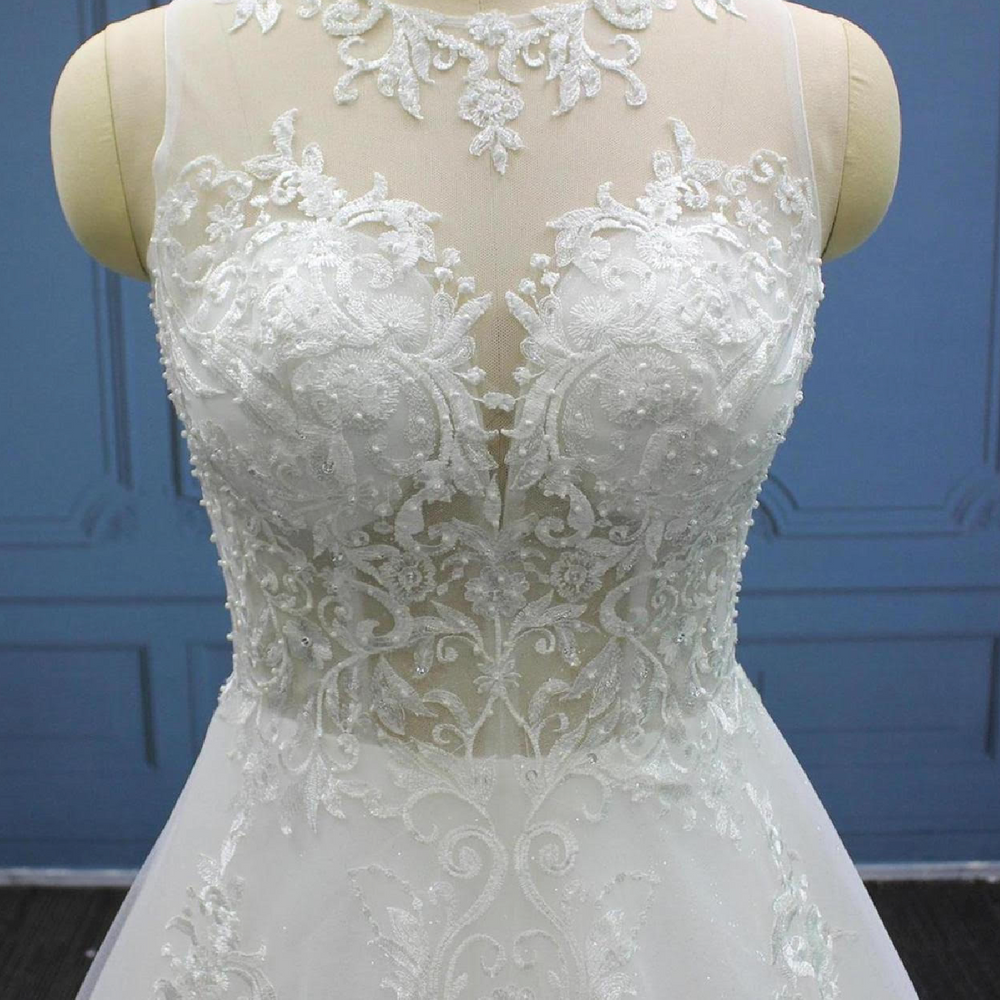 tulle lace a line wedding bridal gown