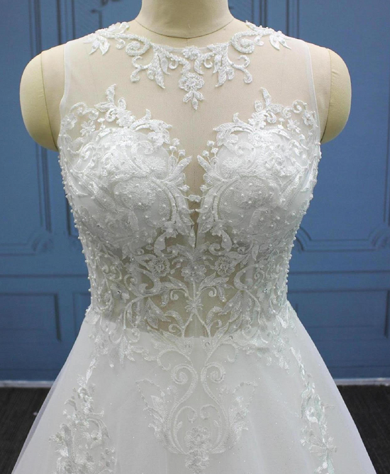 tulle lace a line wedding bridal gown