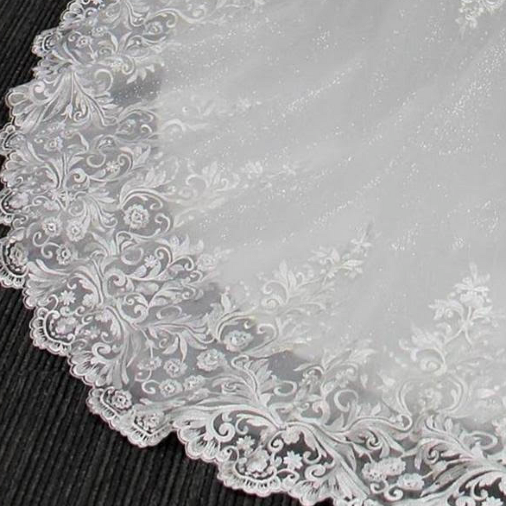 
                      
                        Lace Tulle A Line Bridal Wedding Gown With Pearls
                      
                    