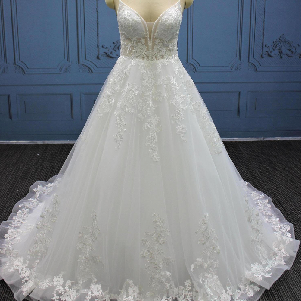 V Plunge A Line Tulle Lace Wedding Dress from Tulle Lux Bridal Crowns & Accessorires