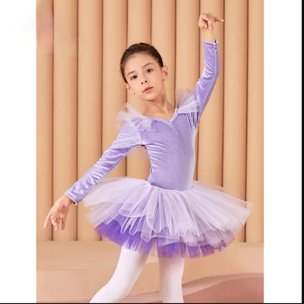 
                      
                        Girls Long-Sleeved Velvet Dance Tutu Leotard Ballet Costume
                      
                    