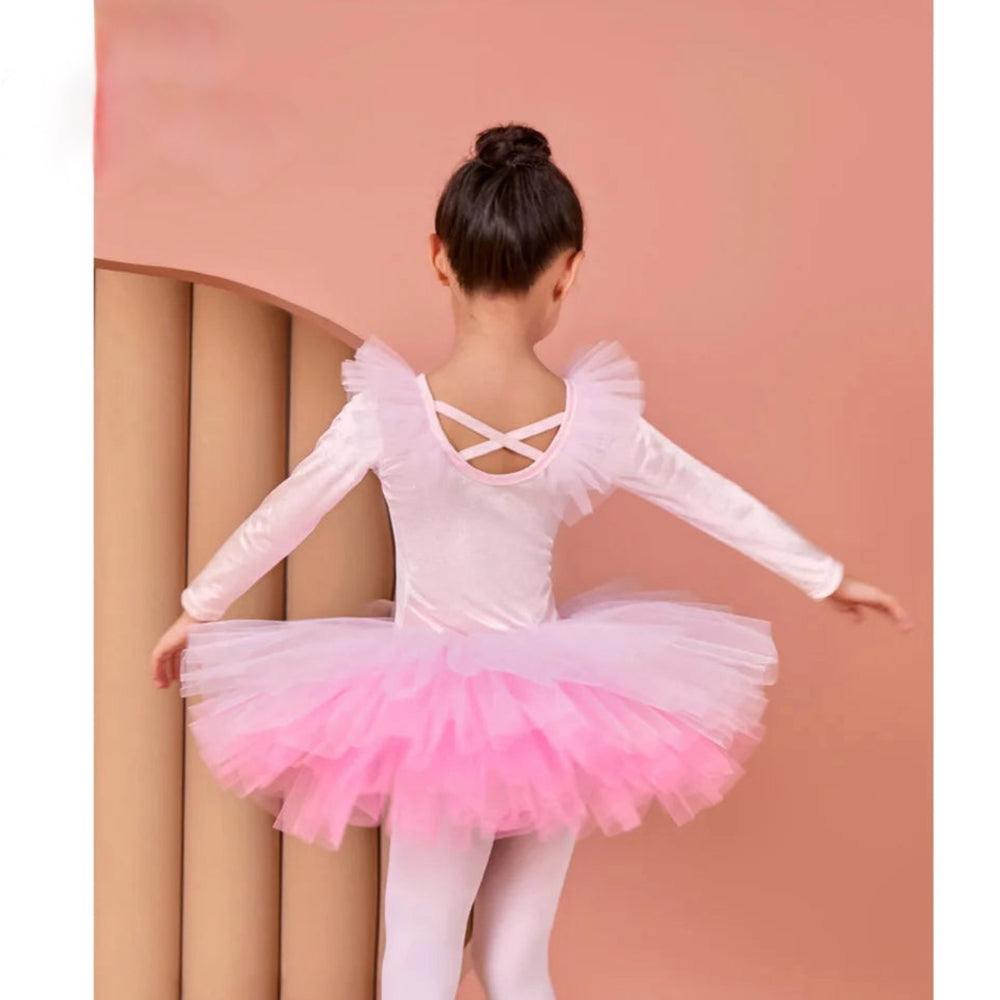 
                      
                        Girls Long-Sleeved Velvet Dance Tutu Leotard Ballet Costume
                      
                    