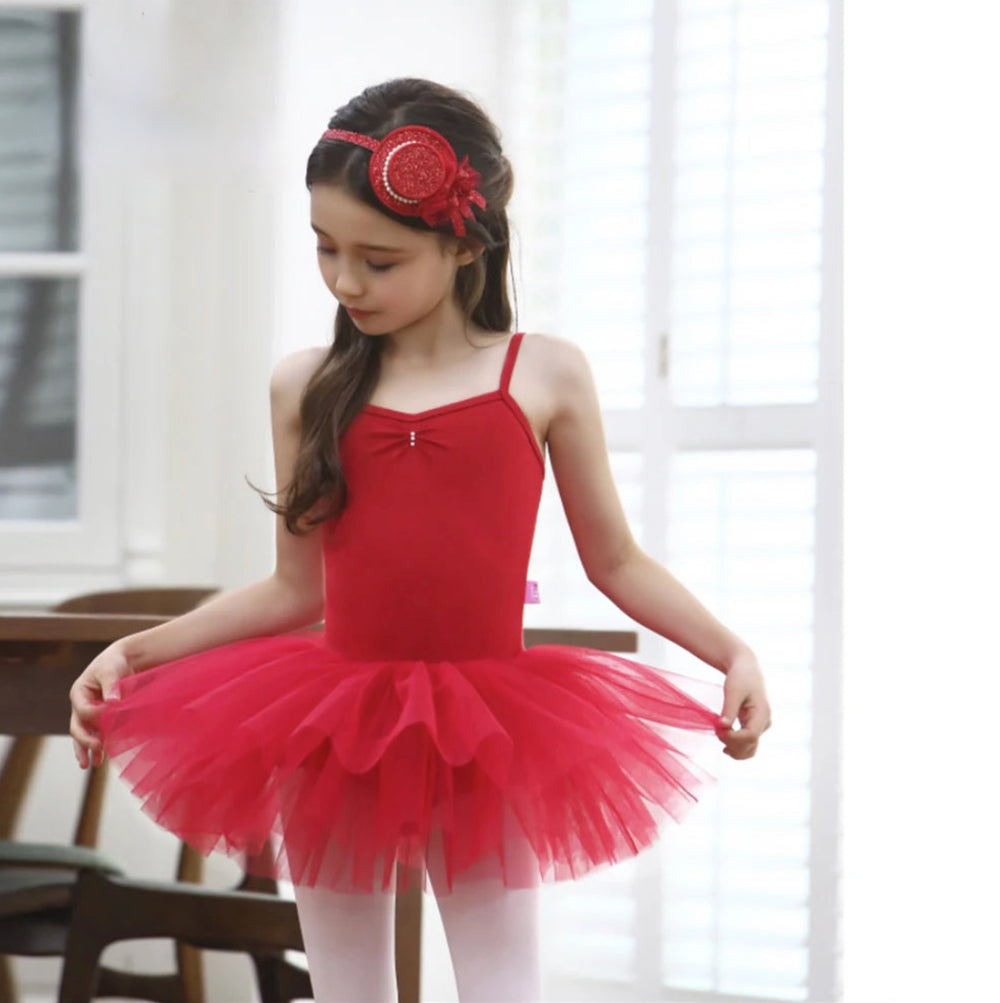 Girls Red Ballet Tutu Dress Dance Practice Costume