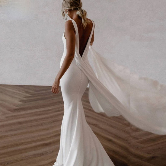 Deep V-neckline Sequin Wedding Dresses with Open Back – loveangeldress