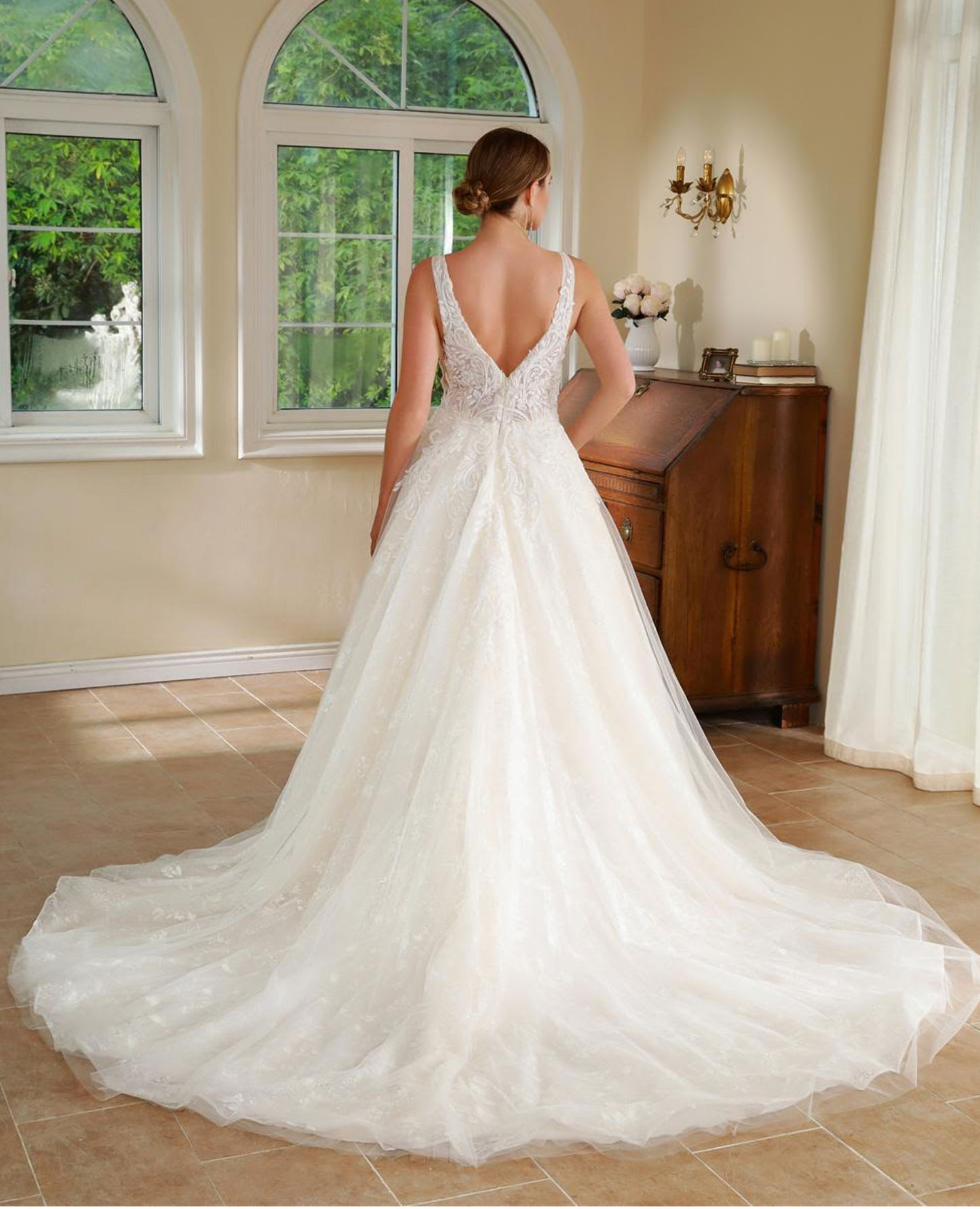 Lace A Line Princess Wedding Gown with Illusion Sides