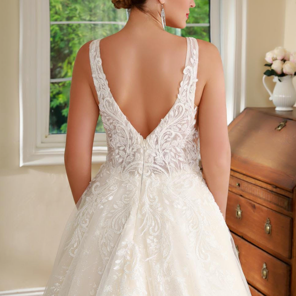 
                      
                        Lace A Line Princess Wedding Gown with Illusion Sides
                      
                    