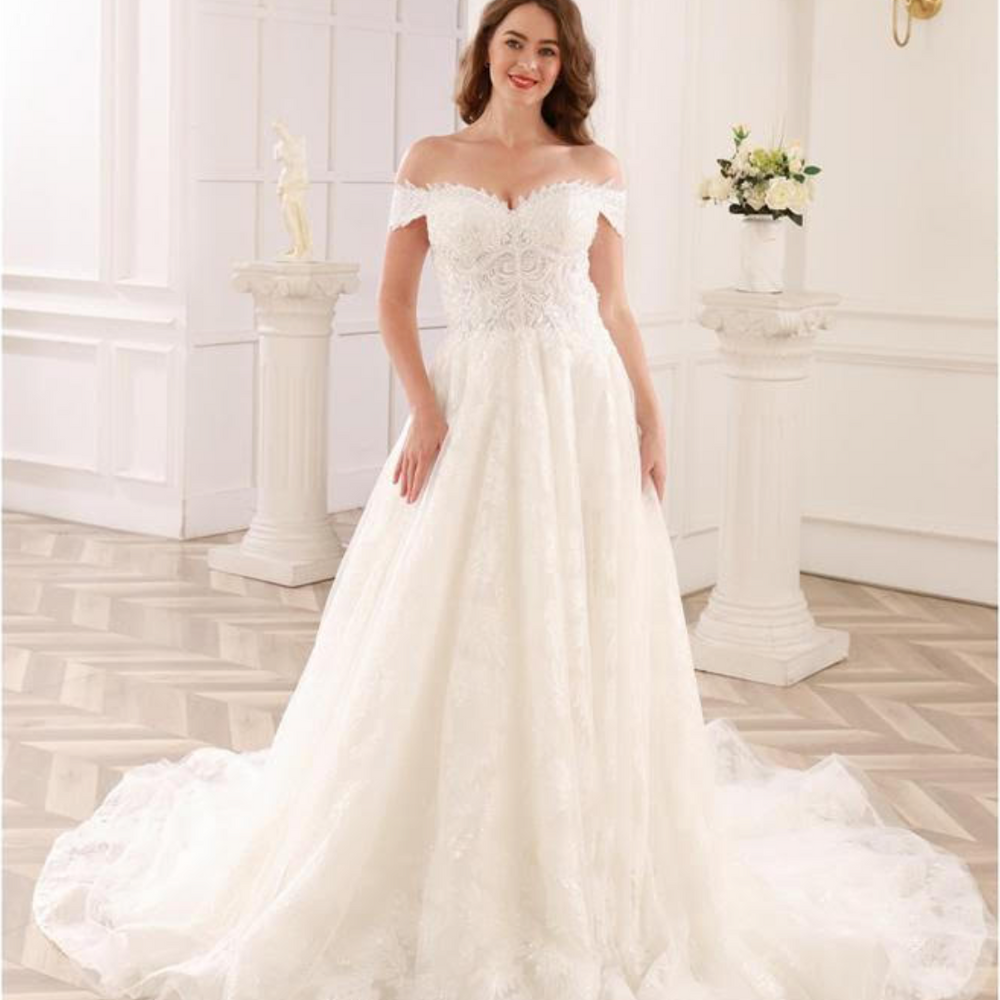 Beaded Lace Sweetheart A Line Wedding Gown