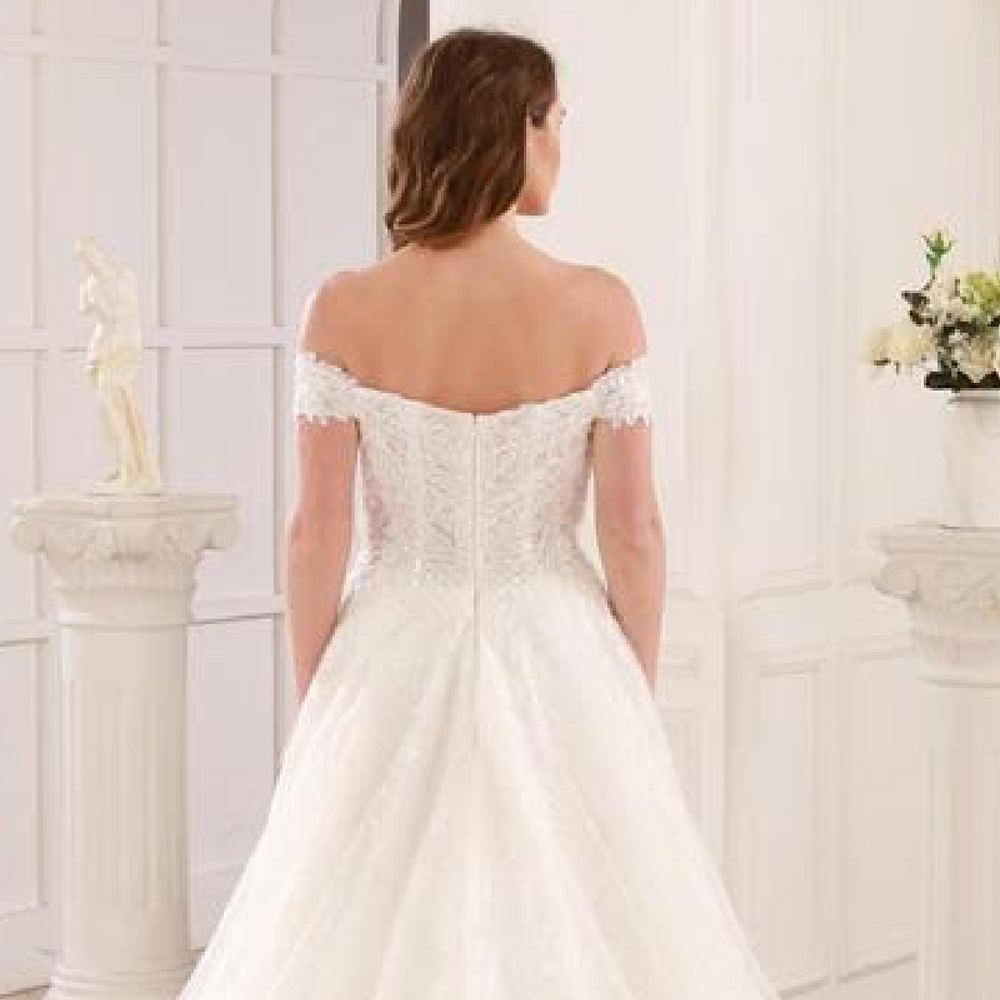 
                      
                        Beaded Lace Sweetheart A Line Wedding Gown
                      
                    