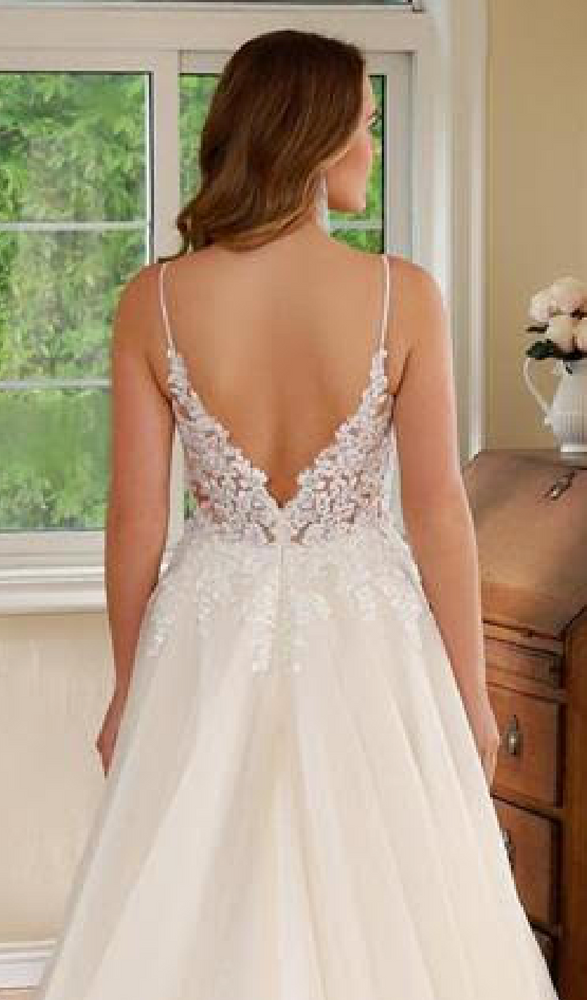 
                      
                        Deep V Lace A Line Garden Wedding Gown
                      
                    