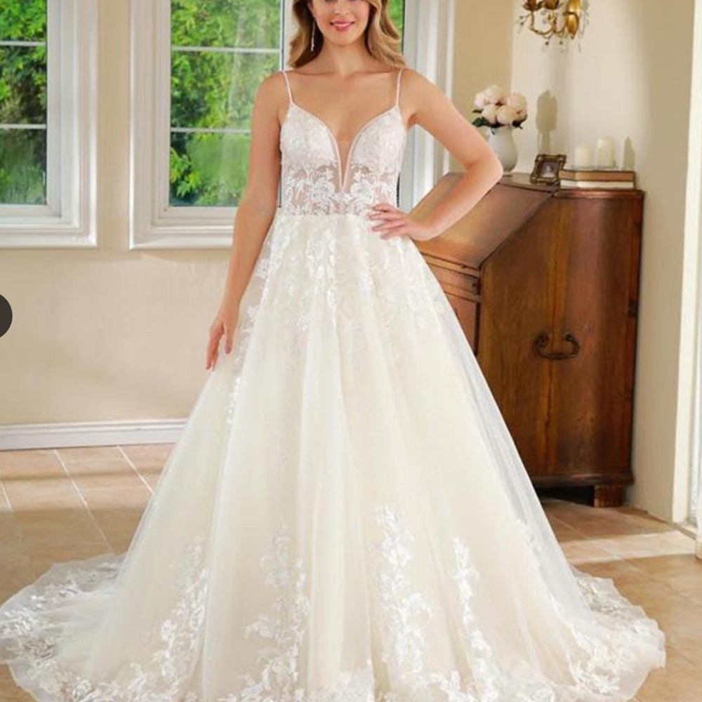 Floral Lace Princess A Line Wedding Gown