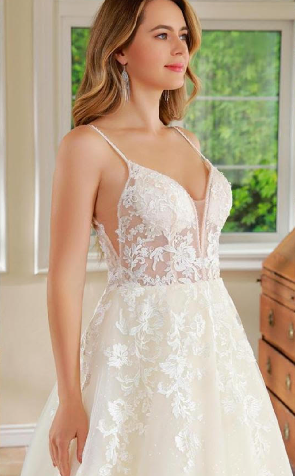 Floral Lace Princess A Line Wedding Gown