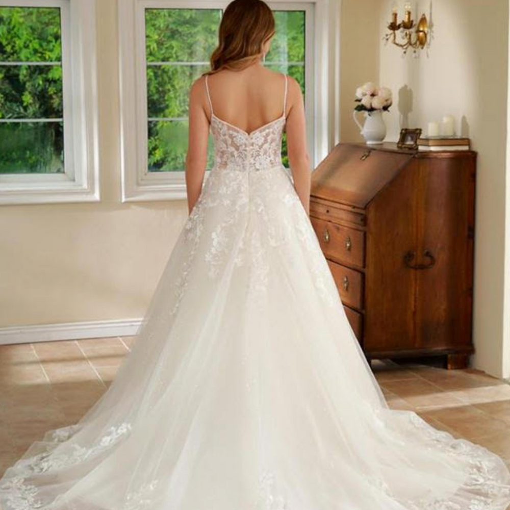 
                      
                        Floral Lace Princess A Line Wedding Gown
                      
                    