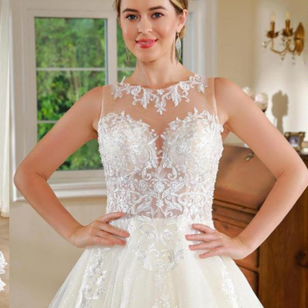 
                      
                        Illusion Lace Scoop Neck A Line Bridal Gown
                      
                    