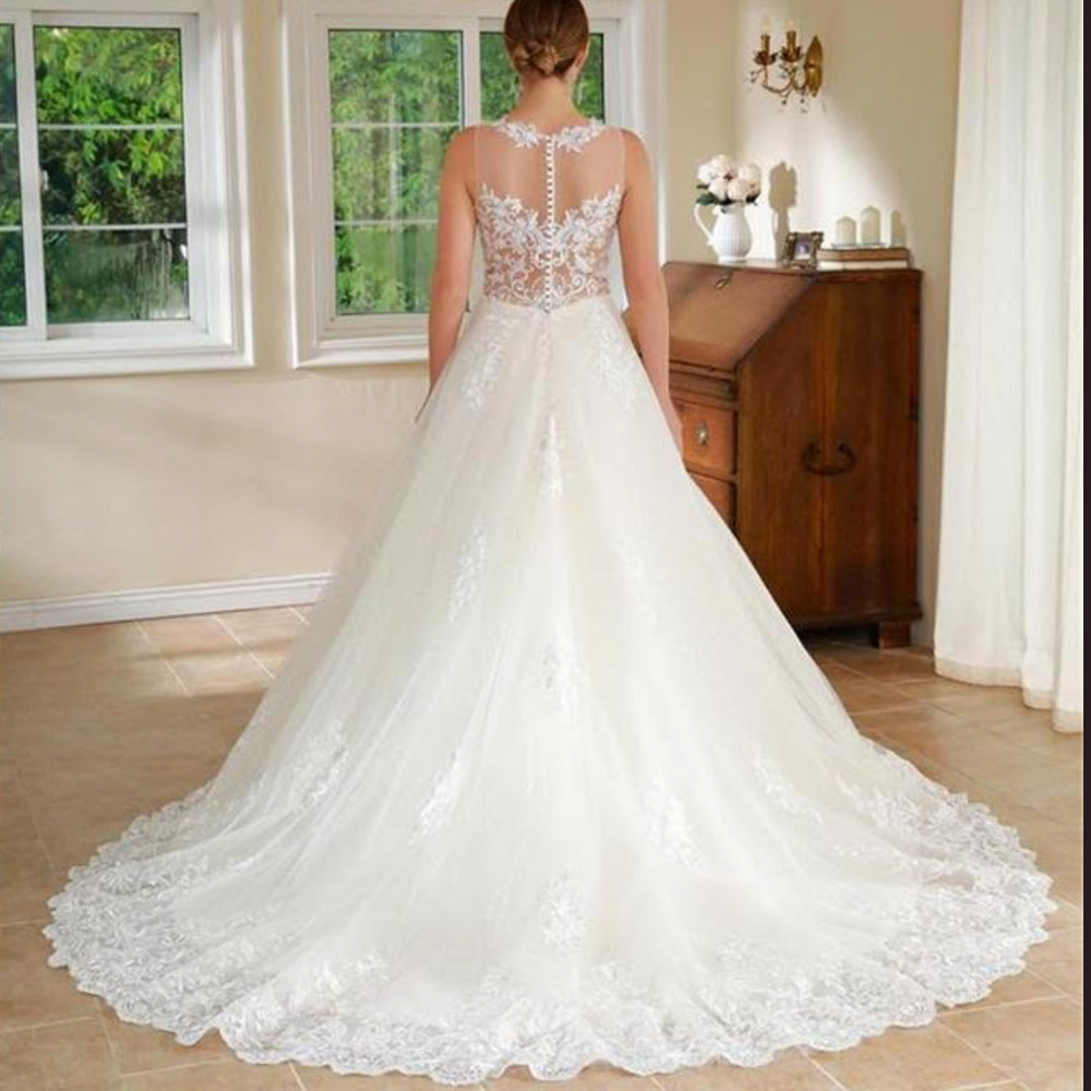 
                      
                        Illusion Lace Scoop Neck A Line Bridal Gown
                      
                    